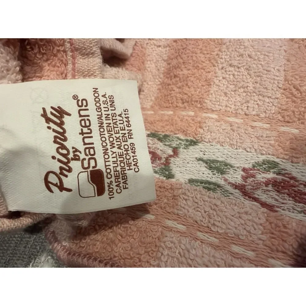Priority Santans BathSetTowels (5)Pieces‎ PinkFloral Cotton NWOT